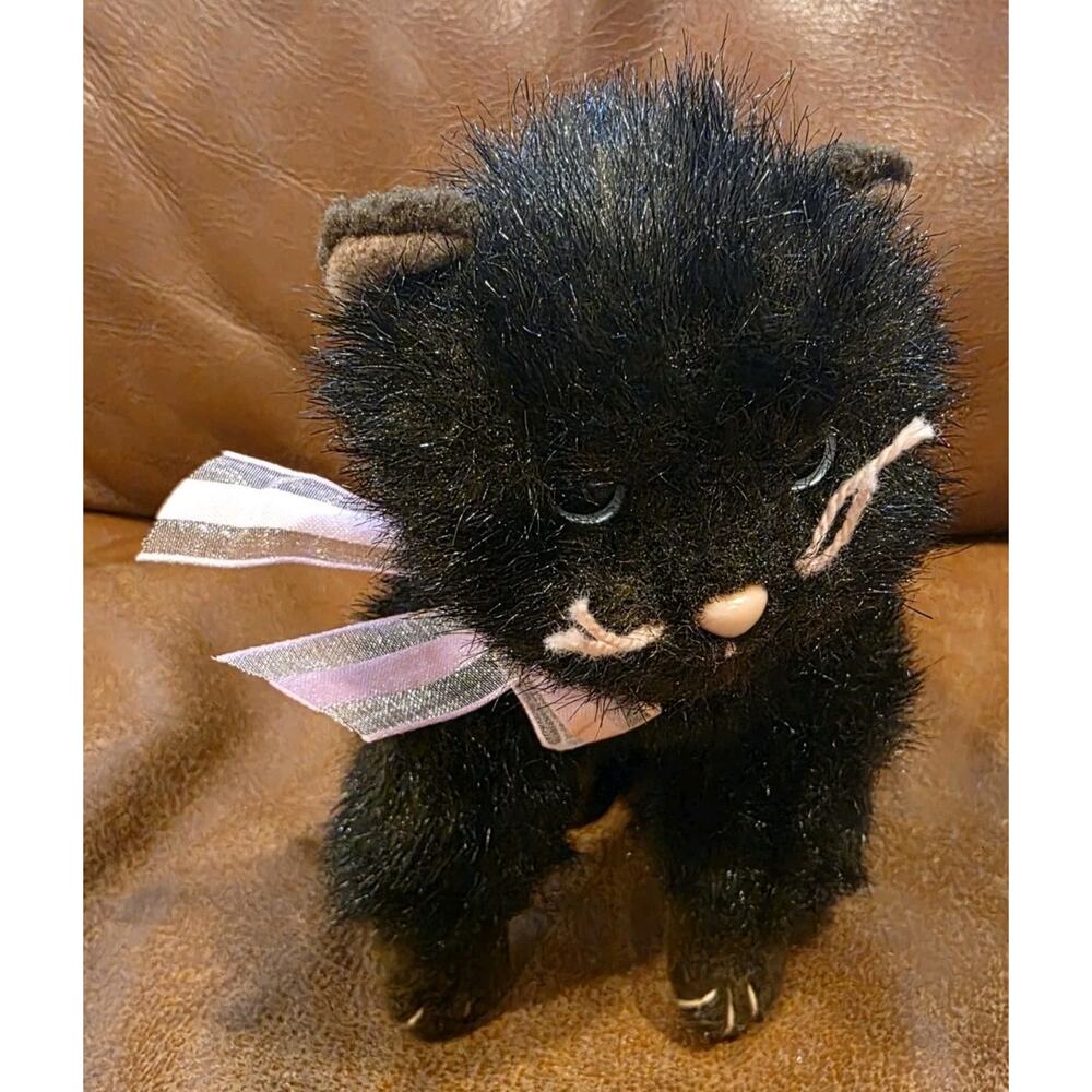 6 Inch TY 2004 Heiress Black Cat Pink Heart Nose And Details Valentines Easter
